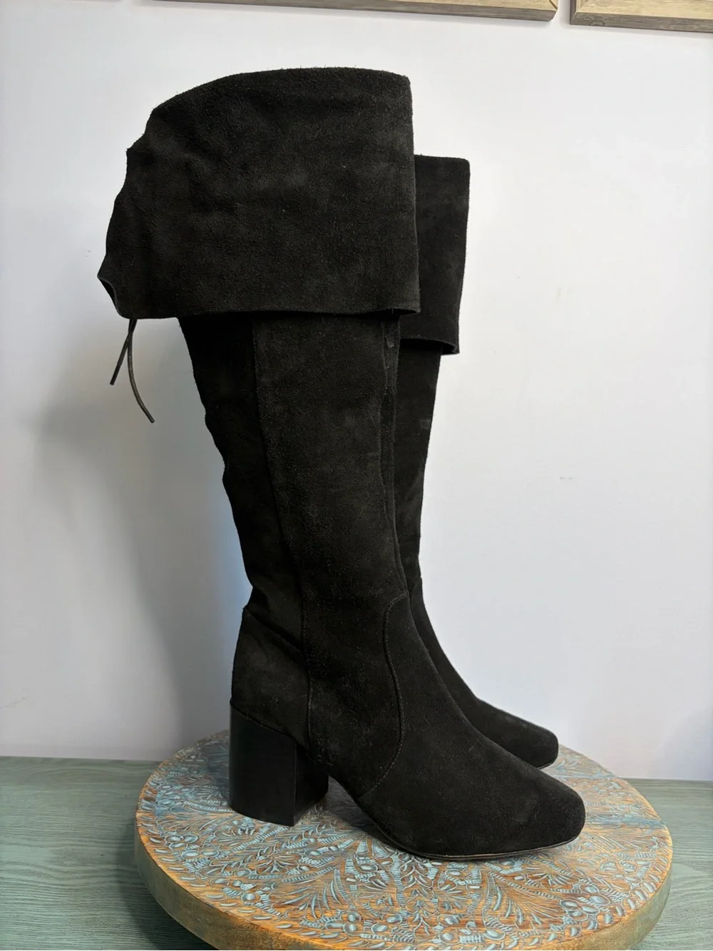 Like New! Anthropologie Matiko Black Suede Over-The-Knee Boots Size 38